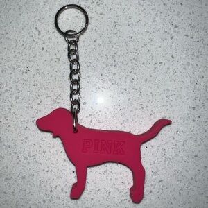 pink silicone victoria’s secret dog keychain